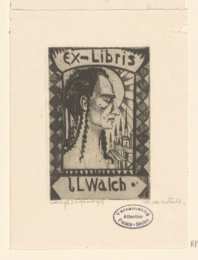 Ekslibris Jana Walch autorstwa Lodewijk Schelfhout (signed by artist)