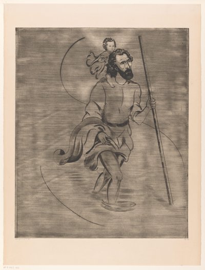 Święty Krzysztof z Dzieciątkiem Jezus Święty Krzysztof (tytuł oryginalny) autorstwa Lodewijk Schelfhout (signed by artist)