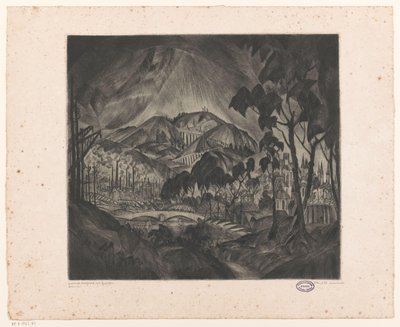 Pagórkowaty krajobraz z przemysłem Ewolucja (oryginalny tytuł na obiekcie) autorstwa Lodewijk Schelfhout (signed by artist)