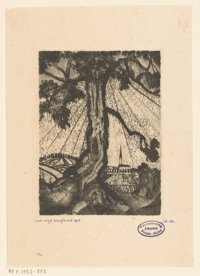 Pagórkowaty krajobraz z osadą Le Village I (tytuł oryginalny) autorstwa Lodewijk Schelfhout (signed by artist)