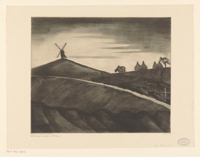 Pagórkowaty krajobraz z orkim wołem w pobliżu Etikhove La Charrue (tytuł oryginalny) autorstwa Lodewijk Schelfhout (signed by artist)