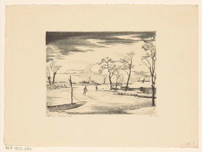 Holenderski pejzaż zimowy II Hiver i Hollande II (oryginalny tytuł) autorstwa Lodewijk Schelfhout (signed by artist)