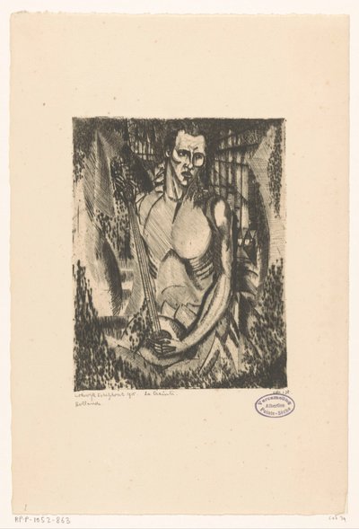Muzikant La Crainte (oryginalny tytuł na obiekcie) autorstwa Lodewijk Schelfhout (signed by artist)