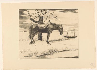 Koń w śnieżnym krajobrazie Vieillesse (tytuł oryginalny) autorstwa Lodewijk Schelfhout (signed by artist)