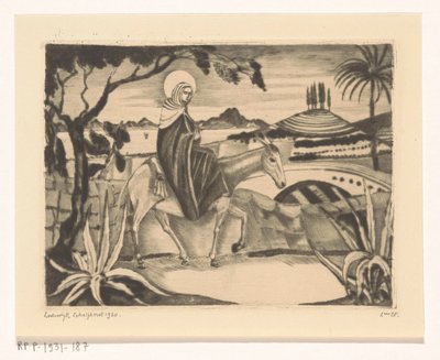 Lot do Egiptu La Fuite i Egipt II (tytuł oryginalny) autorstwa Lodewijk Schelfhout (signed by artist)