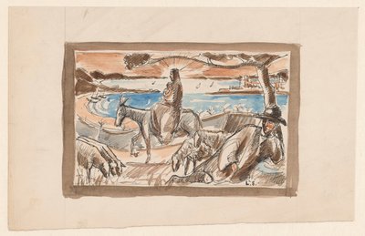 Lot do Egiptu autorstwa Lodewijk Schelfhout (signed by artist)