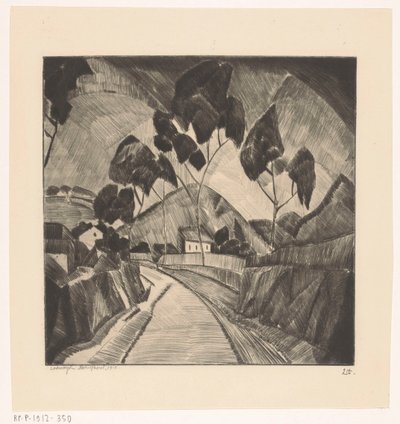Droga w pagórkowatym krajobrazie Le Chemin (tytuł oryginalny) autorstwa Lodewijk Schelfhout (signed by artist)