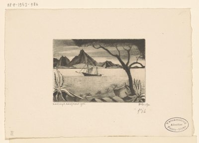 Żaglowiec w zatoce Le Bateau (tytuł oryginalny) autorstwa Lodewijk Schelfhout (signed by artist)