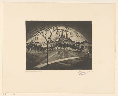 Zachód słońca Coucher de soleil (oryginalny tytuł na obiekcie) autorstwa Lodewijk Schelfhout (signed by artist)