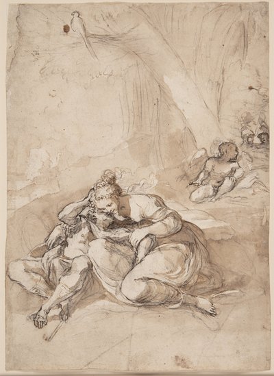 Armida urzekająca Rinaldo w zaczarowanym ogrodzie? (Scena z Gerusalemme Liberata Torquato Tasso) autorstwa Lodovico Carracci