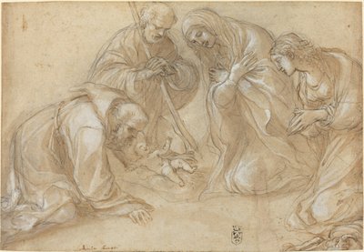 Boże Narodzenie ze świętymi Franciszkiem i Agnieszką autorstwa Lodovico Carracci