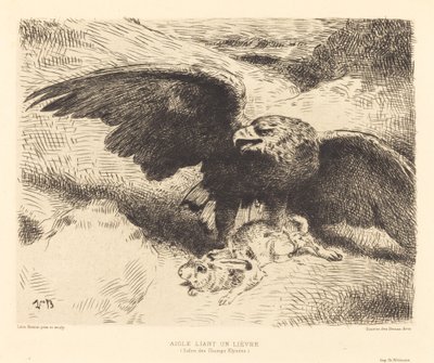 Orzeł rzucający się na zająca autorstwa Léon Bonnat