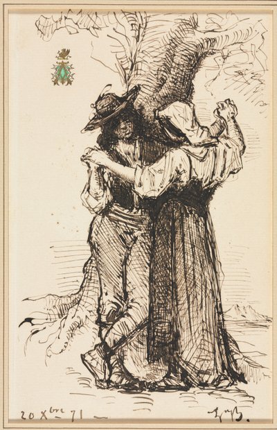 Para zaloty przy drzewie, 1871. autorstwa Léon Bonnat