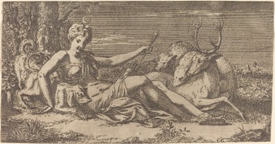 Diana odpoczywa autorstwa Léon Davent after Francesco Primaticcio