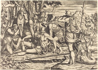 Śmierć Adonisa autorstwa Léon Davent after Luca Penni