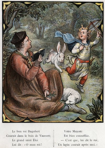 Ilustracja Lorenza Frolicha (1820-1908) do popularnej piosenki „Dobry król Dagobert””. Wydanie J. Hetzel. Około 1880 r. autorstwa Lorens Frolich