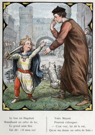 Ilustracja Lorenza Frolicha (1820-1908) do popularnej piosenki „Dobry król Dagobert””. Wydanie J. Hetzel. Około 1880 r. autorstwa Lorens Frolich