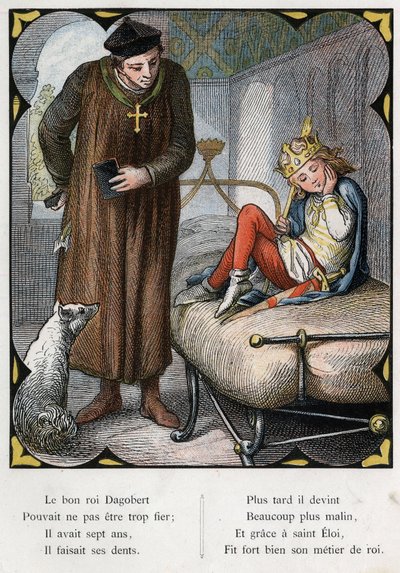 Ilustracja Lorenza Frolicha (1820-1908) do popularnej piosenki „Dobry król Dagobert””. Wydanie J. Hetzel. Około 1880 r. (Ból zęba) autorstwa Lorens Frolich