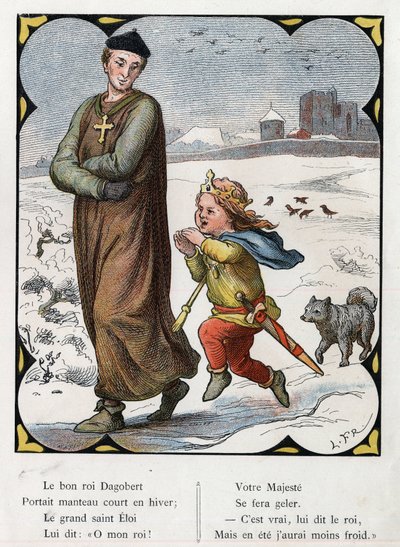 Ilustracja Lorenza Frolicha (1820-1908) do popularnej piosenki „Dobry król Dagobert””. Wydanie J. Hetzel. Około 1880 r. autorstwa Lorens Frolich