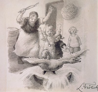 Brzydkie kaczątko, ilustracja Lorenza Frolicha (1820-1908) do baśni Hansa Christiana Andersena (1805-1875). autorstwa Lorens Frolich
