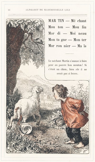 Martin, Mechant, Mouton, Mill, Tuesday, Sparrow, Mountain, Rise, Chestnut, Mais, strona 26 - Alfabet autorstwa Mademoiselle Lili, L. Froelicha i taty (samego Hetzela). Bibliotheque  Magasin d