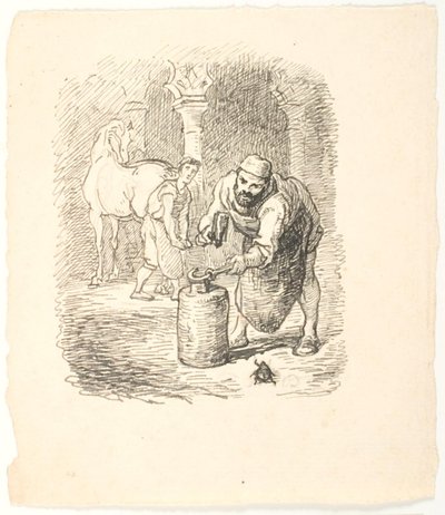 Szkic ilustracji dla Skarnbassen autorstwa Lorenz Frølich