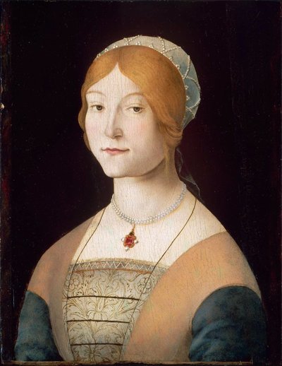 Włoski: Portret kobiety z naszyjnikiem z pereł Portret kobiety z naszyjnikiem z pereł autorstwa Lorenzo Costa