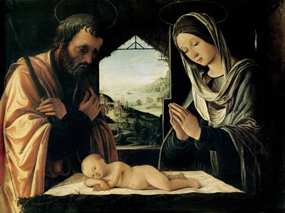 Narodzenia, c.1490 autorstwa Lorenzo Costa