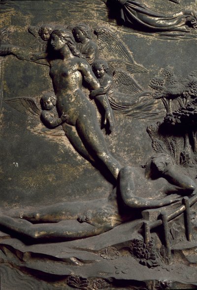 Stworzenie Ewy z Wybrzeża Adama. Szczegół orientalnych drzwi o nazwie Raj, rzeźba autorstwa Lorenzo Ghiberti