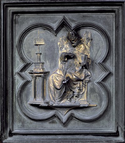St Augustine, panel H drzwi północnych baptysterium San Giovanni, 1403-24 (brąz) autorstwa Lorenzo Ghiberti