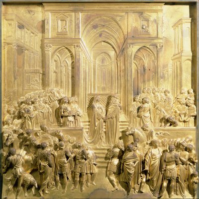 Spotkanie króla Salomona i królowej Saby, oryginalny panel ze wschodnich drzwi baptysterium autorstwa Lorenzo Ghiberti