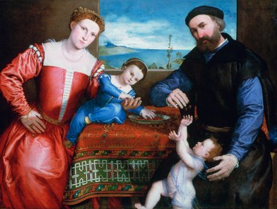 „Giovanni della Volta z żoną i dziećmi”, c1547 autorstwa Lorenzo Lotto
