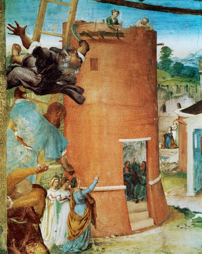 Lewa strona Capella Suardi, kościół Santa Barbara w Bergamo ... (malowidło ścienne) autorstwa Lorenzo Lotto