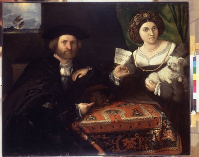 Portret rodzinny. Obraz Lorenzo Lotto (1480-1556), ok. 1523. Olej na płótnie. Sztuka wenecka z okresu renesansu. Ermitaż, Sankt Petersburg autorstwa Lorenzo Lotto