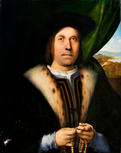 Portret mężczyzny z różańcem, ok. 1520 (olej na płycie) autorstwa Lorenzo Lotto