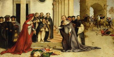 St Dominic wskrzeszenie Napoleone Orsini, Lorenzo Lotto (1480 ok. 1556), olej na desce, 51,8x97,5 cm autorstwa Lorenzo Lotto