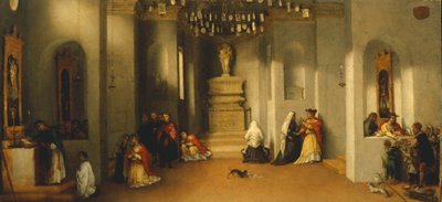 Powołanie św. Łucji, pierwszy panel predelli Ołtarza św. Łucji lub św. Łucji przed sędzią Lorenzo Lotto (1480 ca-1556), olej na desce, 32x69 cm autorstwa Lorenzo Lotto