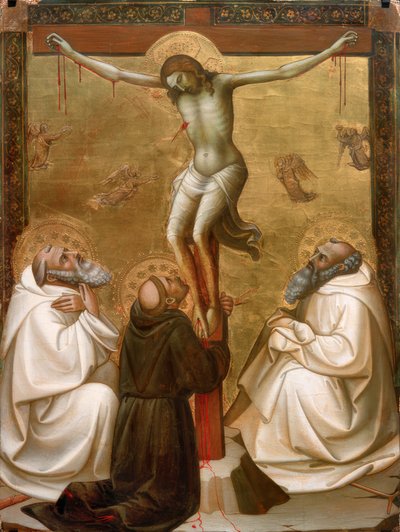 Chrystus na krzyżu ze św. Benedyktem, Franciszkiem i Romualdem autorstwa Lorenzo Monaco