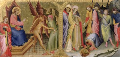 Św. Jakub i Hermogenes oraz Męczeństwo św. Jakuba, panel predelli z ołtarza dla kaplicy Nobili w Santa Maria degli Angeli, Florencja autorstwa Lorenzo Monaco