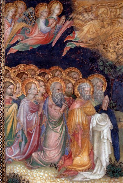 Chrzest Jezusa przez św. Jana Chrzciciela chrzczący Jezusa Detal Fresco autorstwa Lorenzo autorstwa Lorenzo Salimbeni