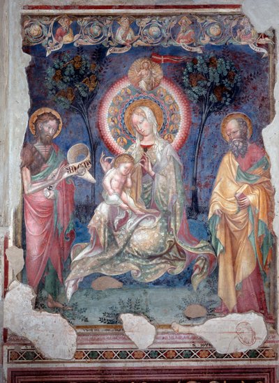 Dziewica z Dzieciątkiem w otoczeniu św Jakuba Apostoła i św Jana Chrzciciela (Fresco autorstwa Lorenzo Salimbeni