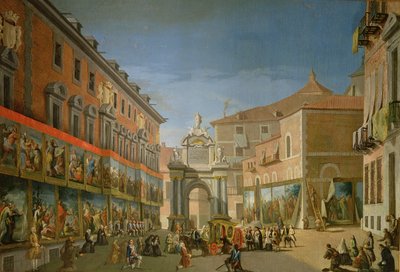 Łuk Triumfalny Najświętszej Marii Panny na głównej ulicy Madrytu (olej na płótnie) autorstwa Lorenzo de Quiros