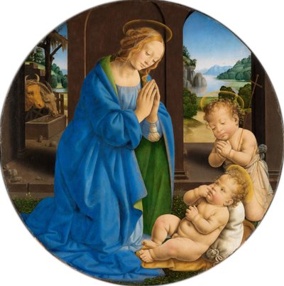 Maria adorująca Dzieciątko z małym świętym Janem autorstwa Lorenzo di Credi
