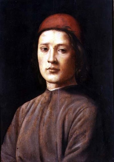 Portret młodzieńca w czerwonej czapce (olej na panelu) autorstwa Lorenzo di Credi