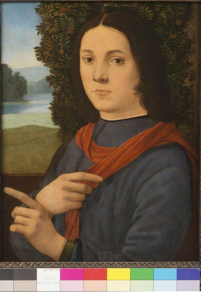 Portret młodego mężczyzny, 1490-99 autorstwa Lorenzo di Credi