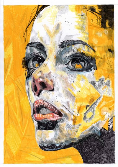 Wyrazisty żółty portret autorstwa Loretta Van Der Westhuizen