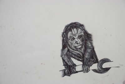 Monkey Business, 2016, (biro biro na papierze) autorstwa Lou Gibbs