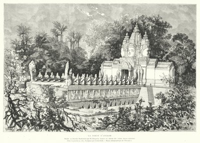 Brama Angkor, Kambodża (rycina) autorstwa Louis (after) Delaporte