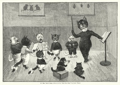 Piosenka noworoczna (rycina) autorstwa Louis (after) Wain