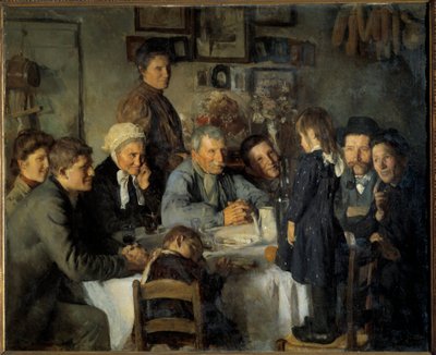 Złoty Wesele Rodzinny posiłek chłopów. Obraz Louis Adolphe Dechenaud (1868-1926) 1909 Nd. 1,66x2,03 m Dijon, Muzeum Sztuk Pięknych autorstwa Louis Adolphe Dechenaud